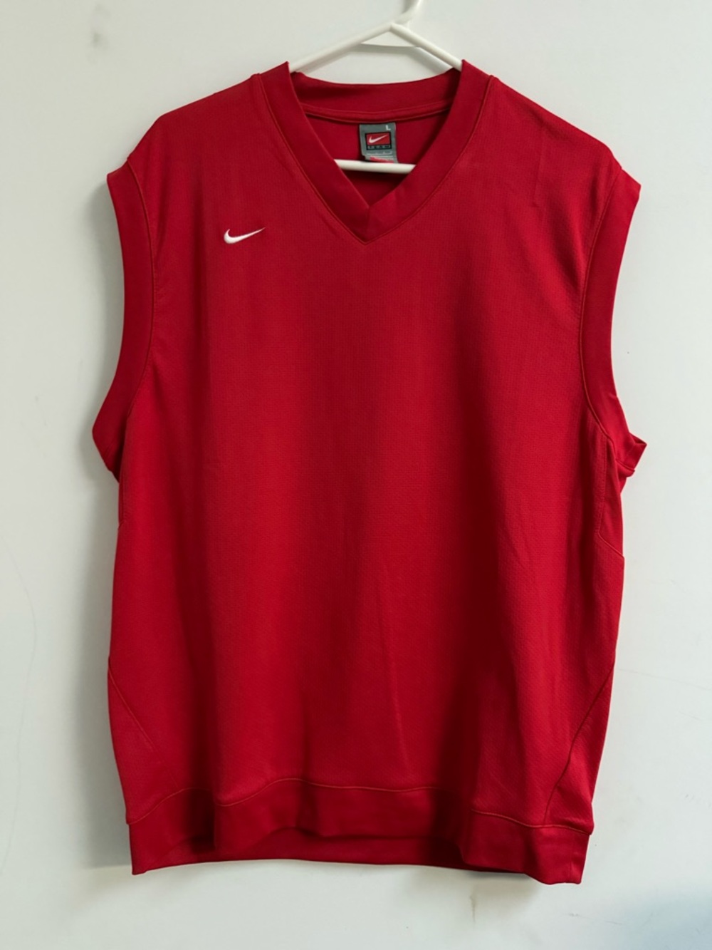 Nike Red Sleeveless Basketball Tank with White Swoosh